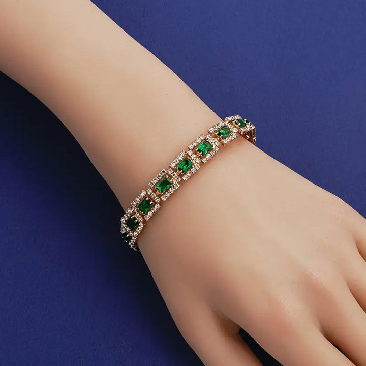 Emerald Green Statement Gold Bracelet