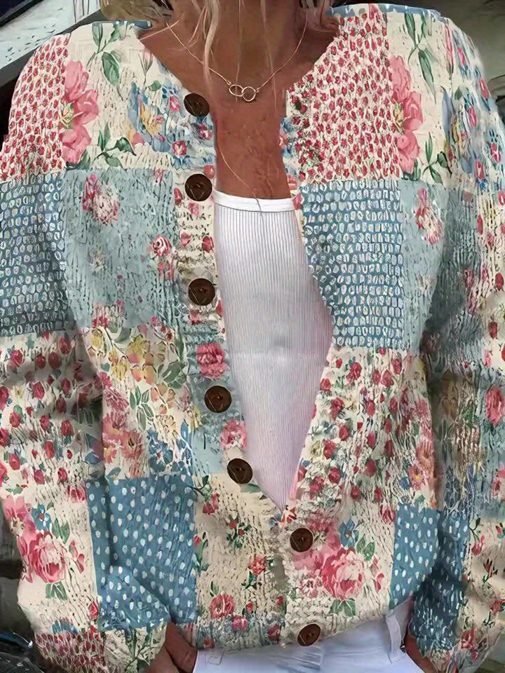 Juniper – Patchwork Floral Knit Cardigan