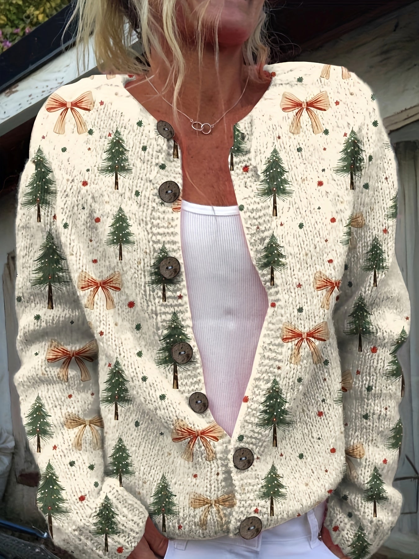 Noëlle – Evergreen Holiday Knit Cardigan